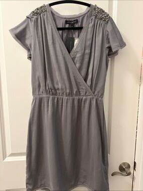 Banana Republic Beaded Shoulder Faux Wrap Dress
